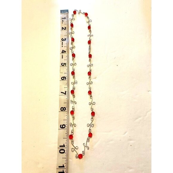 Silver Whimsical Acrylic Glass Red Fashion Necklace - Picture 7 of 8